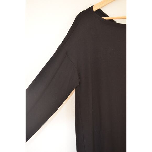 Eileen Fisher Women’s Black Bateau-Neck Twist-Back Drop Shoulder Stretch Jersey - Picture 5 of 7